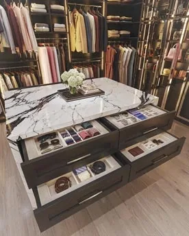 Closet island with accessory drawers