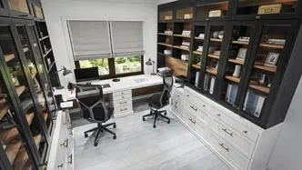 Closet storage and desk area